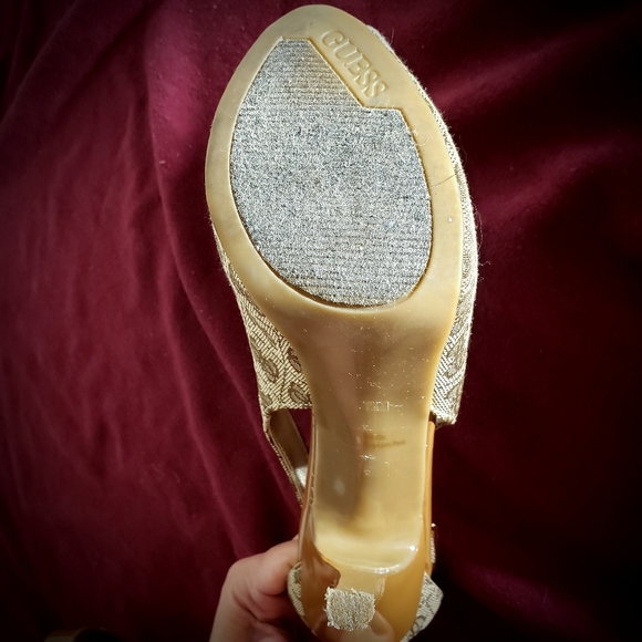 GUESS Hondo Stiletto Platform Pumps, brown G print - Picture 7 of 11